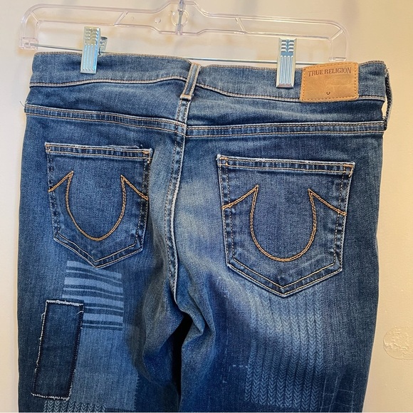 True Religion Patchwork Cora Mid Rise Straight-Size 27 - Picture 3 of 12